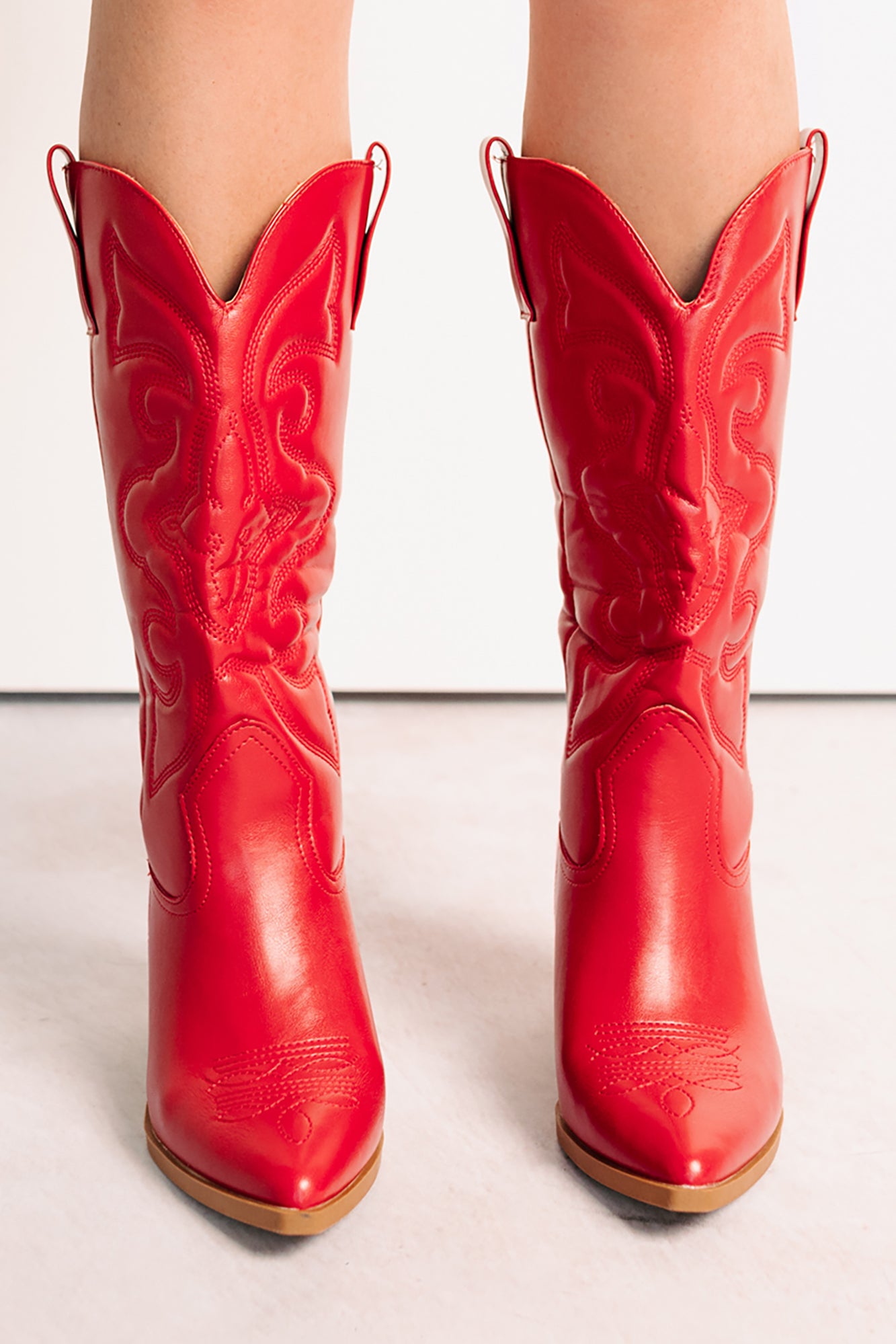 Cowgirl Glow Pointed Toe Western Boots (Red)-The Formal Wear