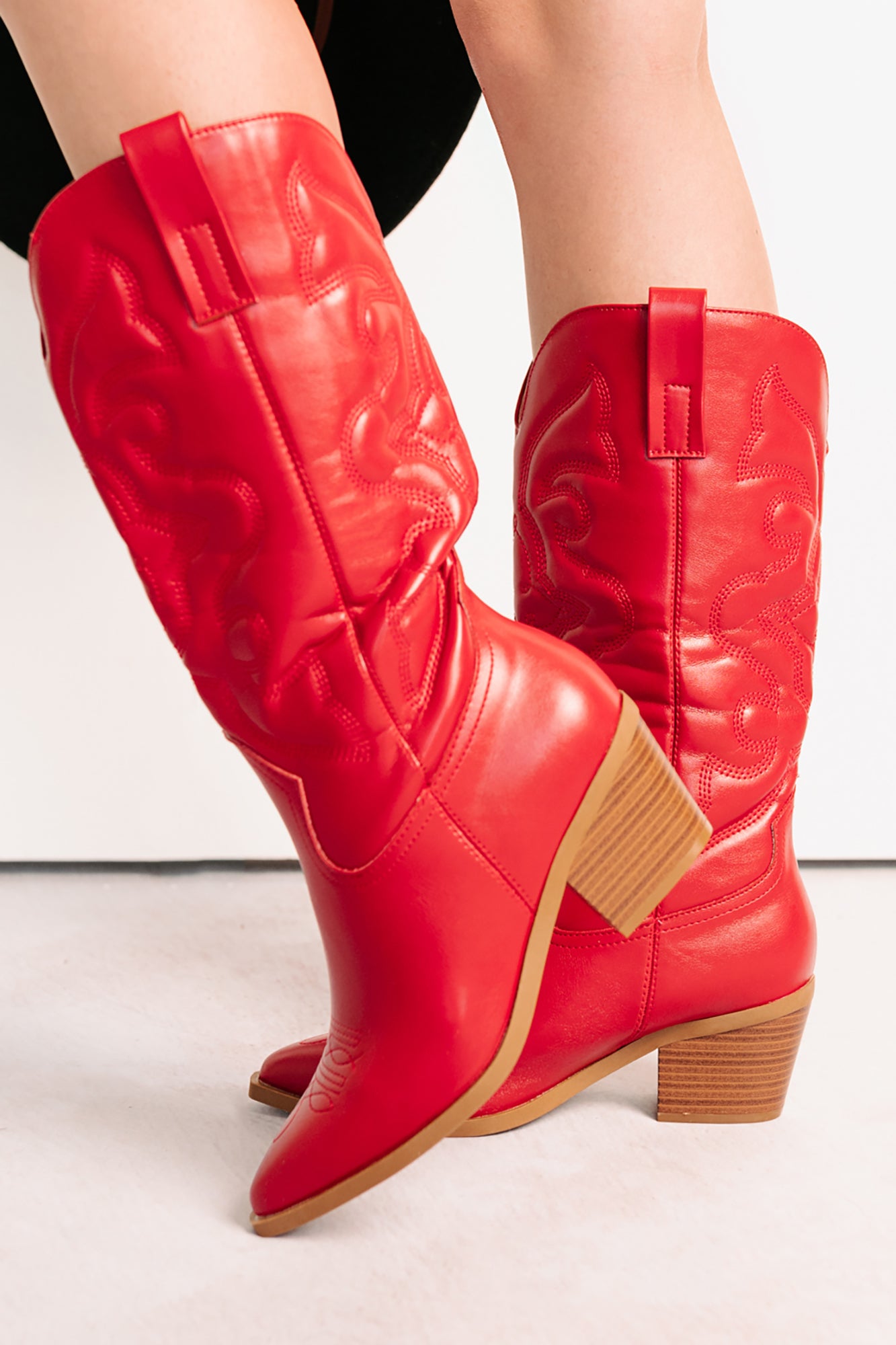 Cowgirl Glow Pointed Toe Western Boots (Red)-The Formal Wear