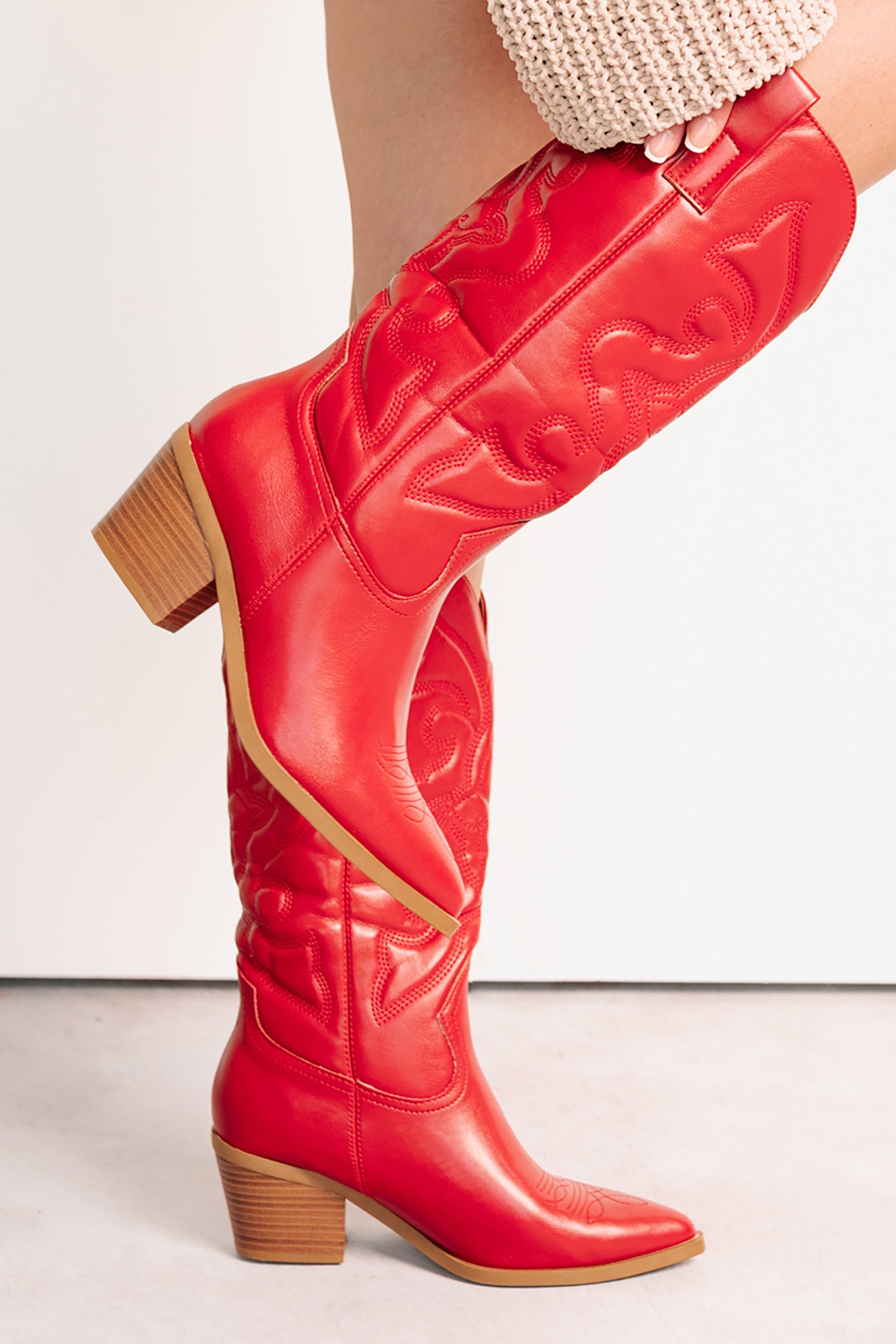 Cowgirl Glow Pointed Toe Western Boots (Red)-The Formal Wear