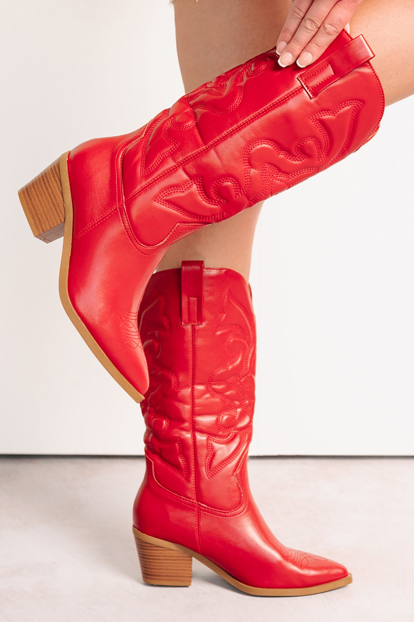 Cowgirl Glow Pointed Toe Western Boots (Red)-The Formal Wear