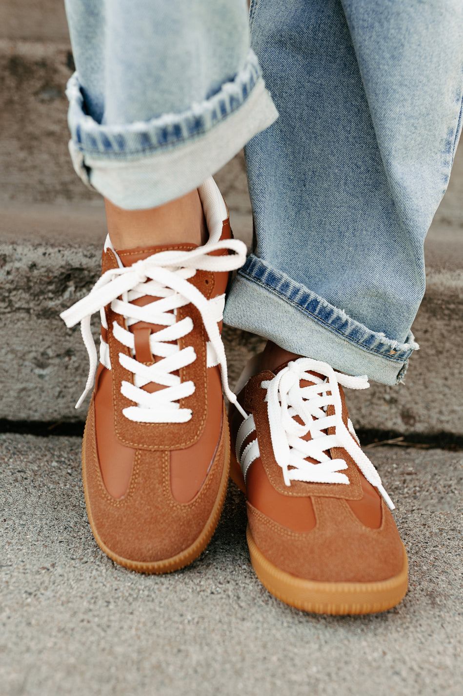 Vibes In Motion Lace-Up Platform Sneakers (Camel)-The Formal Wear