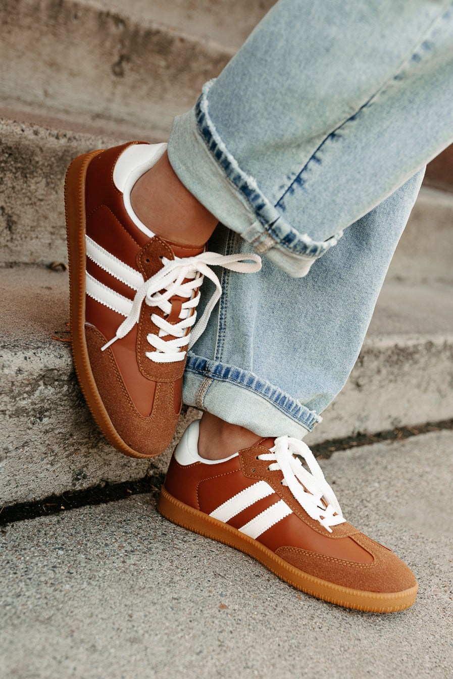 Vibes In Motion Lace-Up Platform Sneakers (Camel)-The Formal Wear