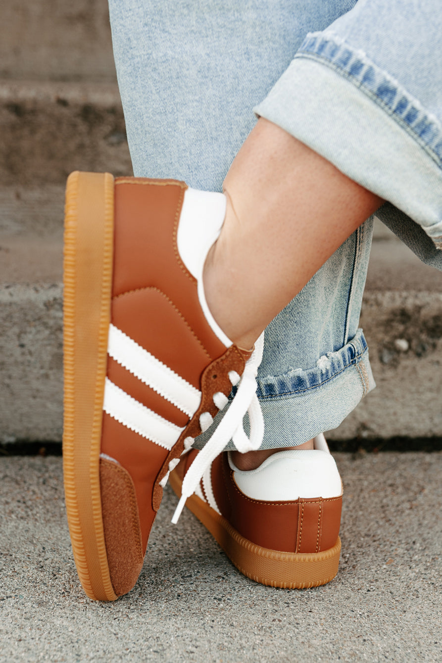 Vibes In Motion Lace-Up Platform Sneakers (Camel)-The Formal Wear