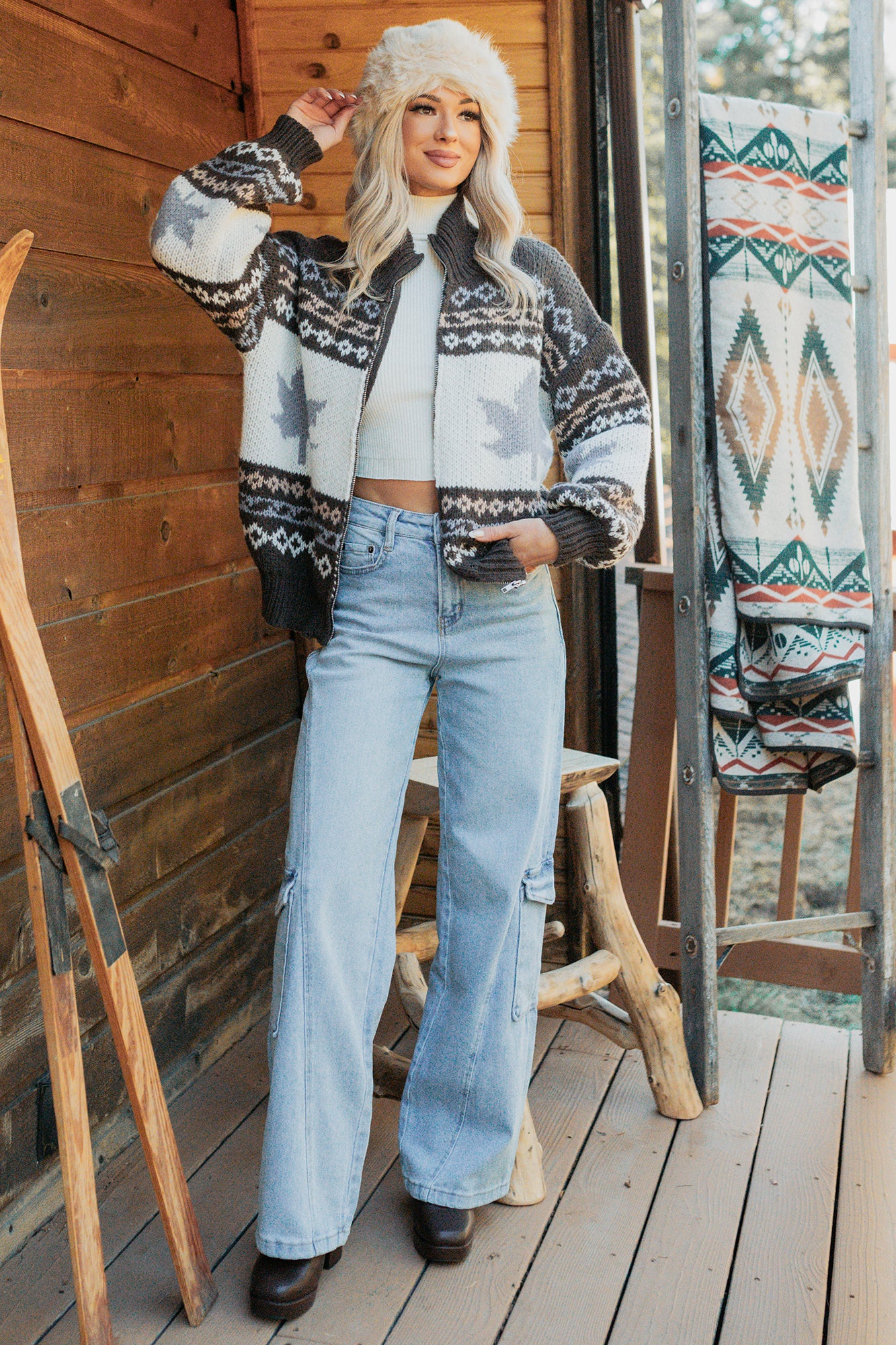 Crosby Wide Leg Mica Denim Cargo Jeans (Light Wash)-The Formal Wear