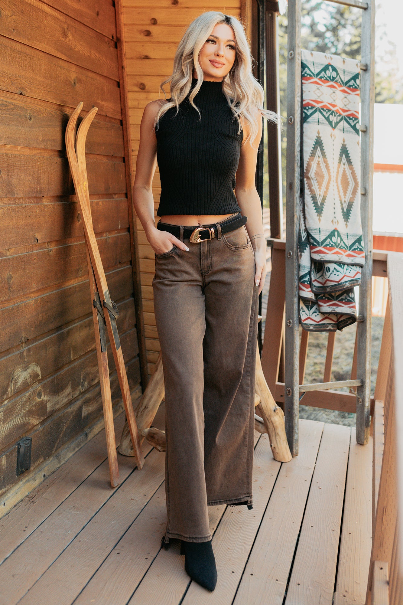 Valencia High Rise Wide Leg Mica Denim Jeans (Antique Bronze)-The Formal Wear