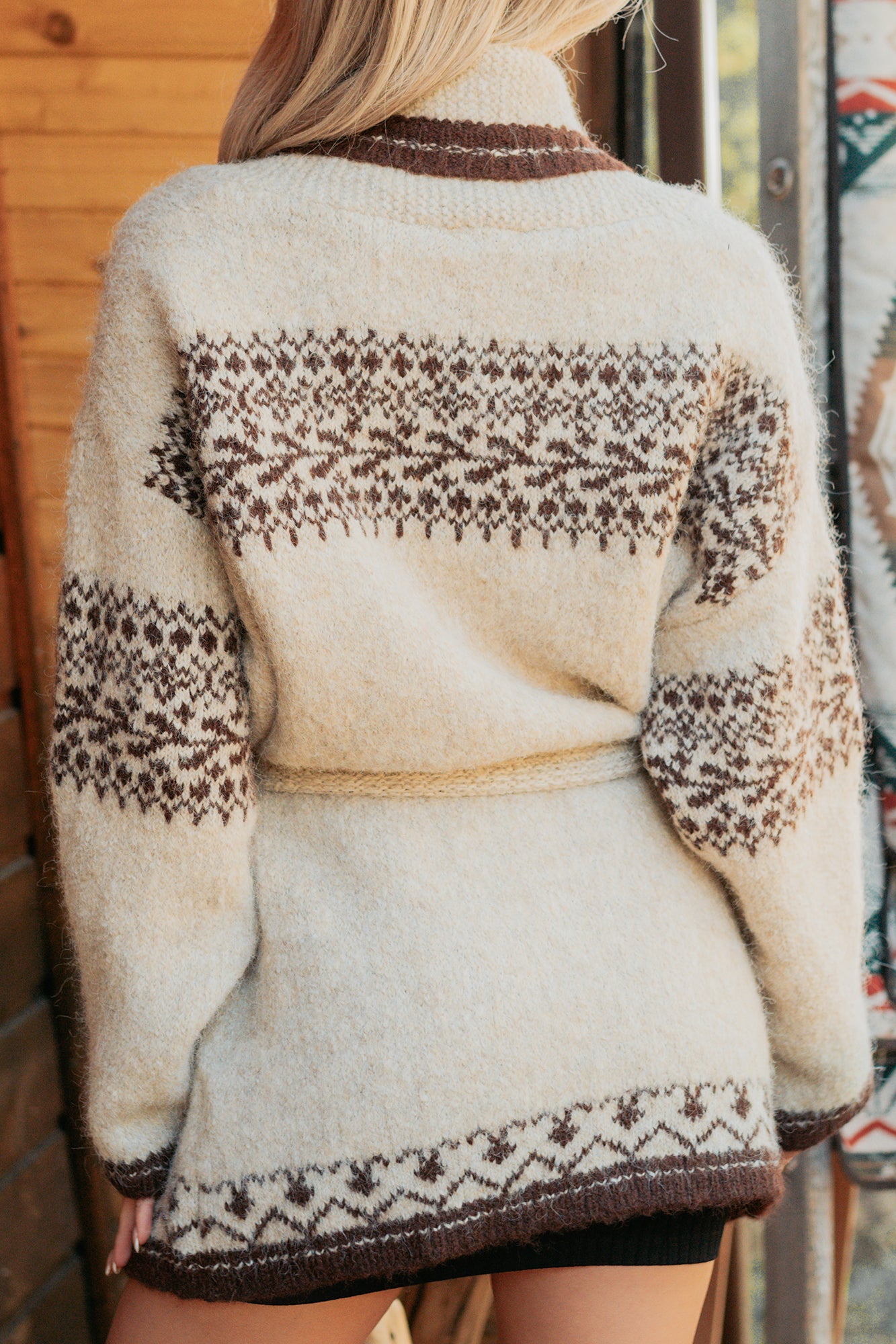 Sweetly Yours Detailed Belted Cardigan (Mocha Multi)-The Formal Wear