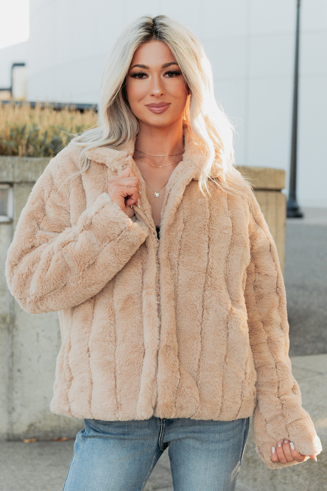 Snuggle Bug Faux Fur Jacket (Taupe)-The Formal Wear