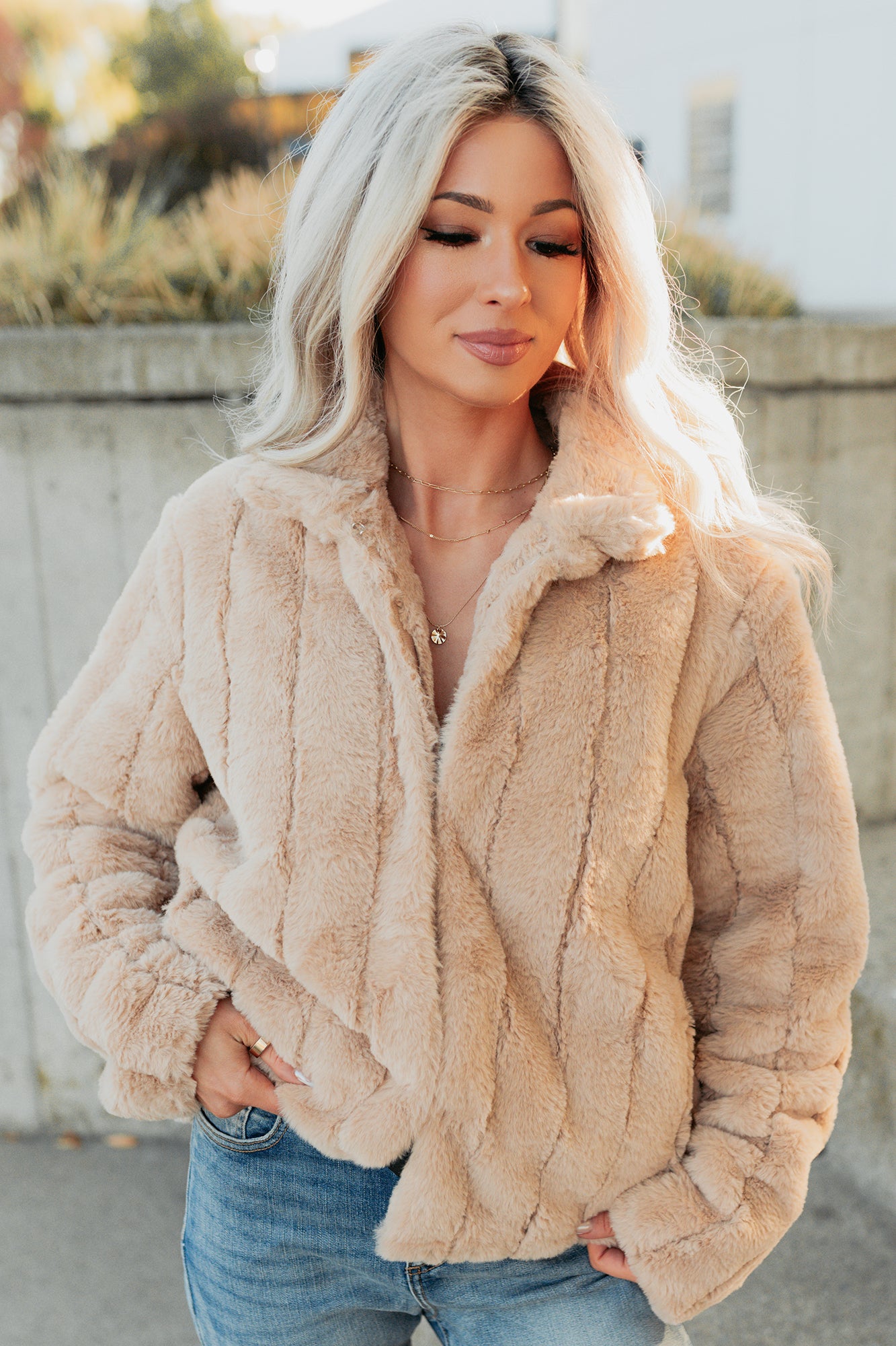 Snuggle Bug Faux Fur Jacket (Taupe)-The Formal Wear