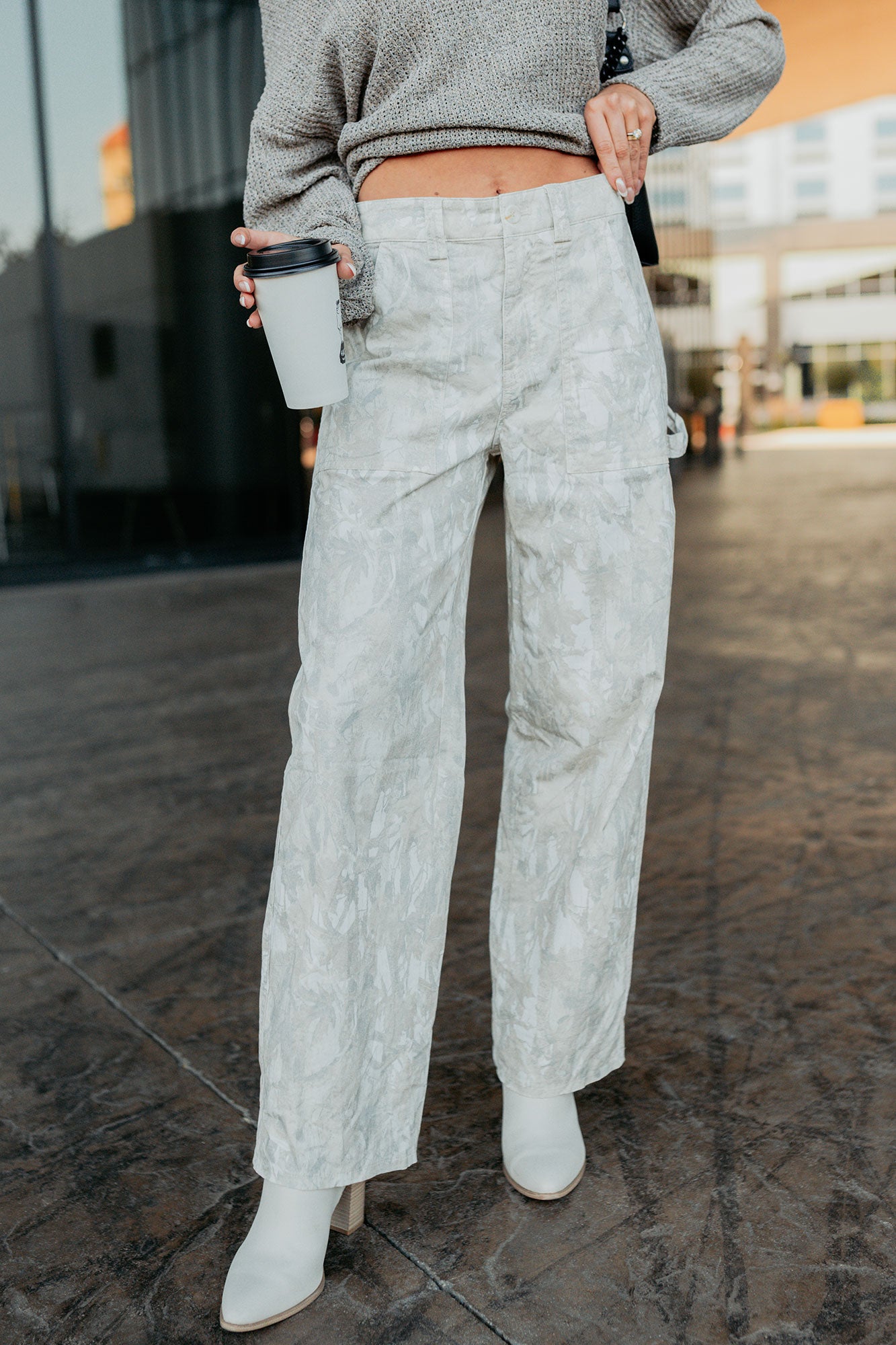 True Authority High Rise Wide Leg Pants (Camo)-The Formal Wear
