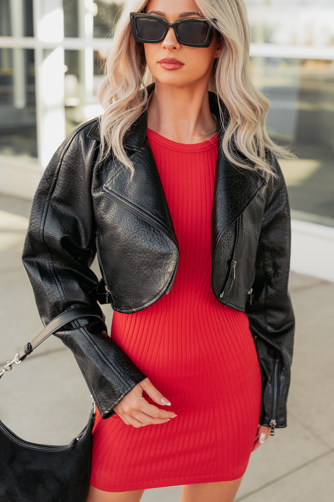 Savage Love Faux Leather Crop Jacket (Black)-The Formal Wear