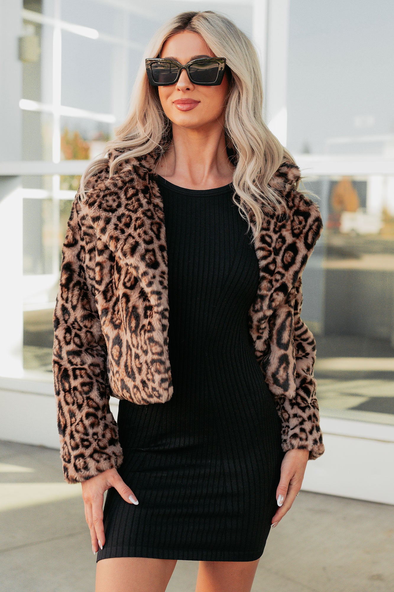 Wild Romance Faux Fur Leopard Jacket (Camel)-The Formal Wear