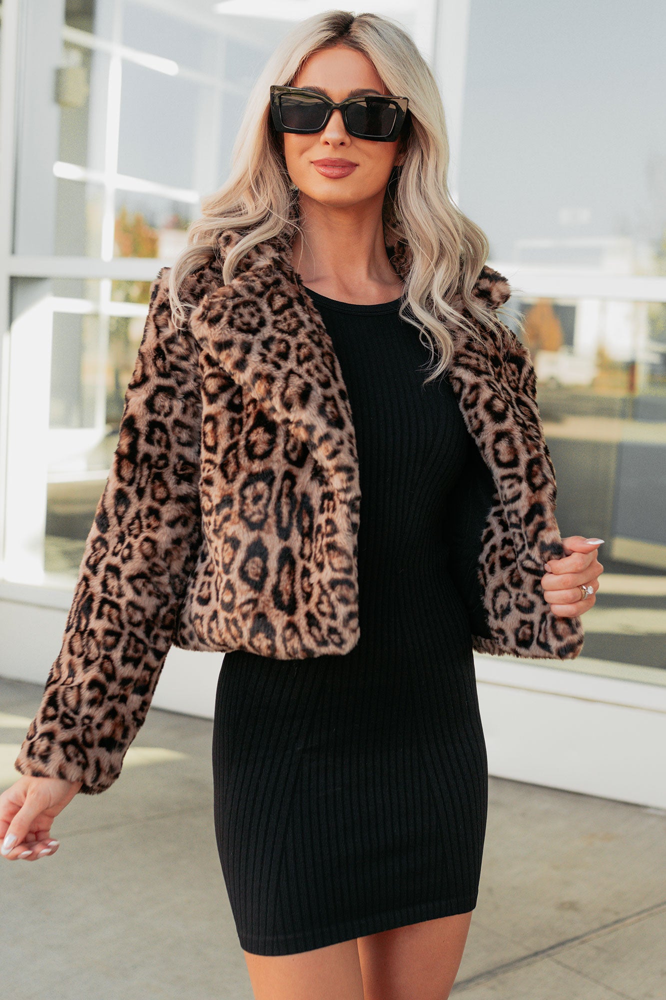 Wild Romance Faux Fur Leopard Jacket (Camel)-The Formal Wear