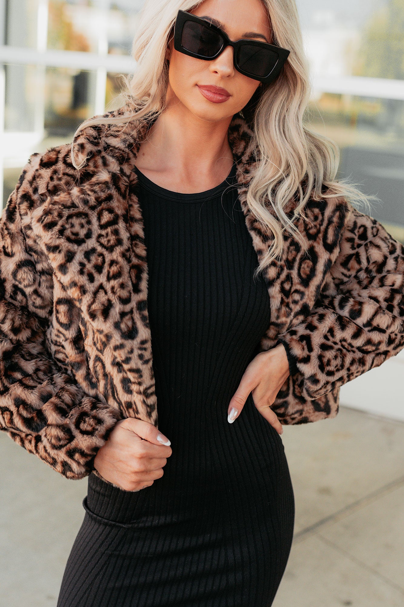 Wild Romance Faux Fur Leopard Jacket (Camel)-The Formal Wear