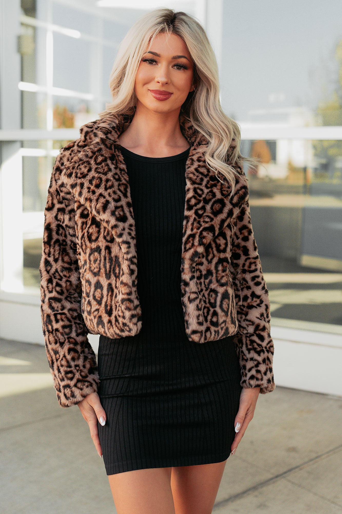 Wild Romance Faux Fur Leopard Jacket (Camel)-The Formal Wear