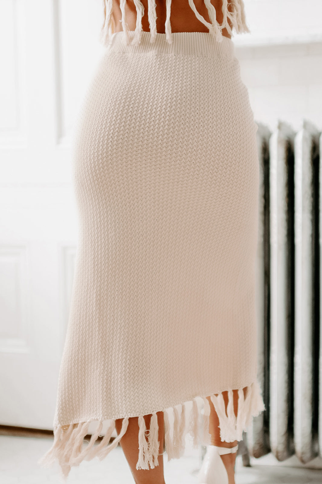 Sippin' On Pina Coladas Knit Two Piece Skirt Set (Natural)-The Formal Wear