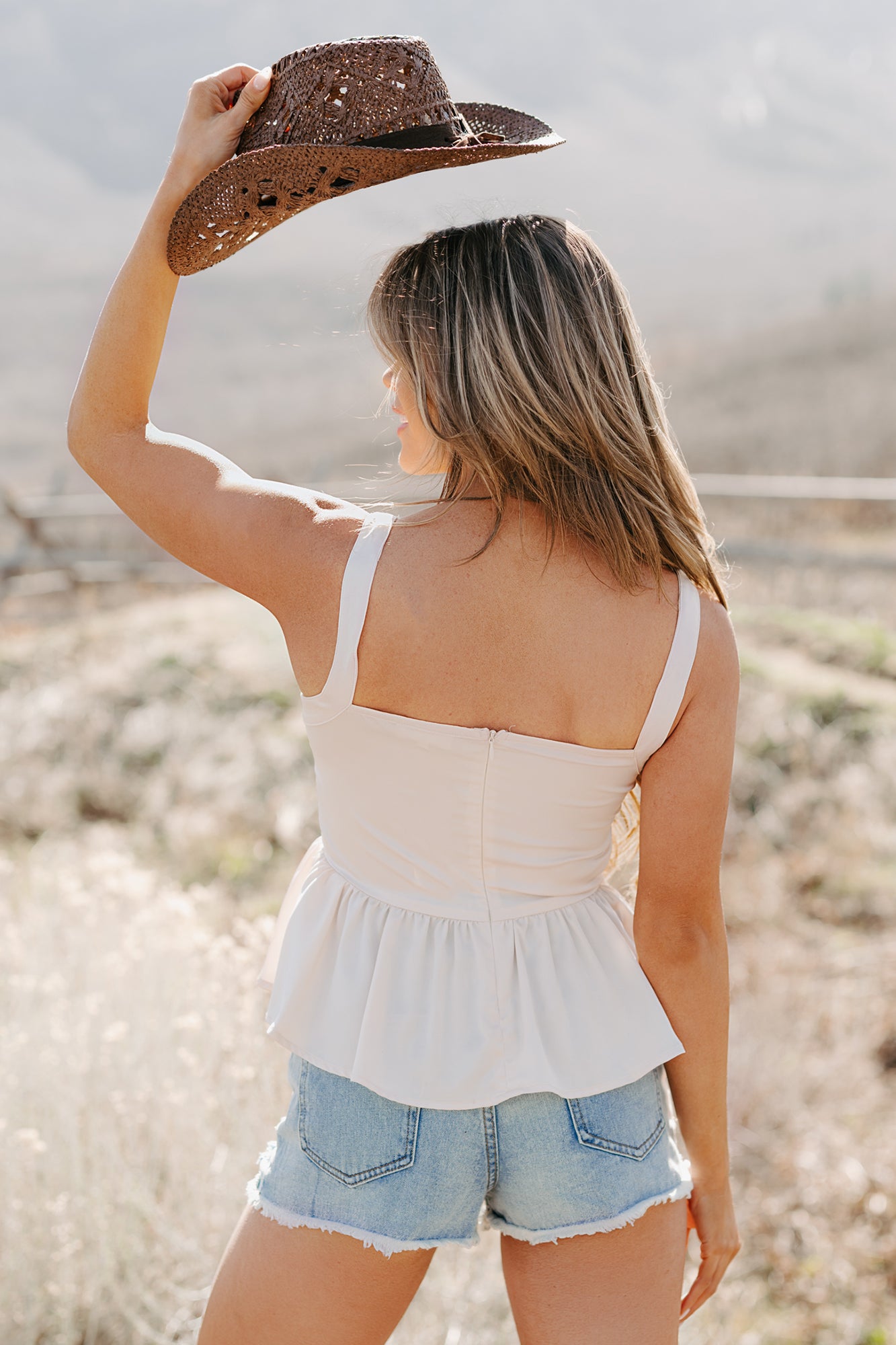 Winning Mindset Pleated Satin Peplum Top (Cream)-The Formal Wear