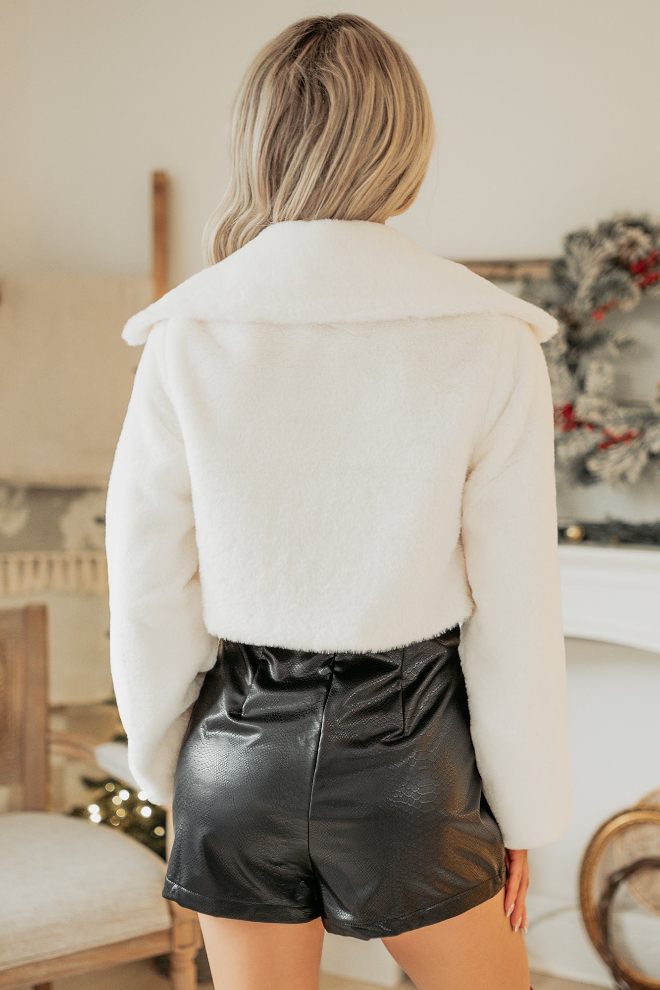 Above The Competition Faux Fur Jacket (Ivory)-The Formal Wear