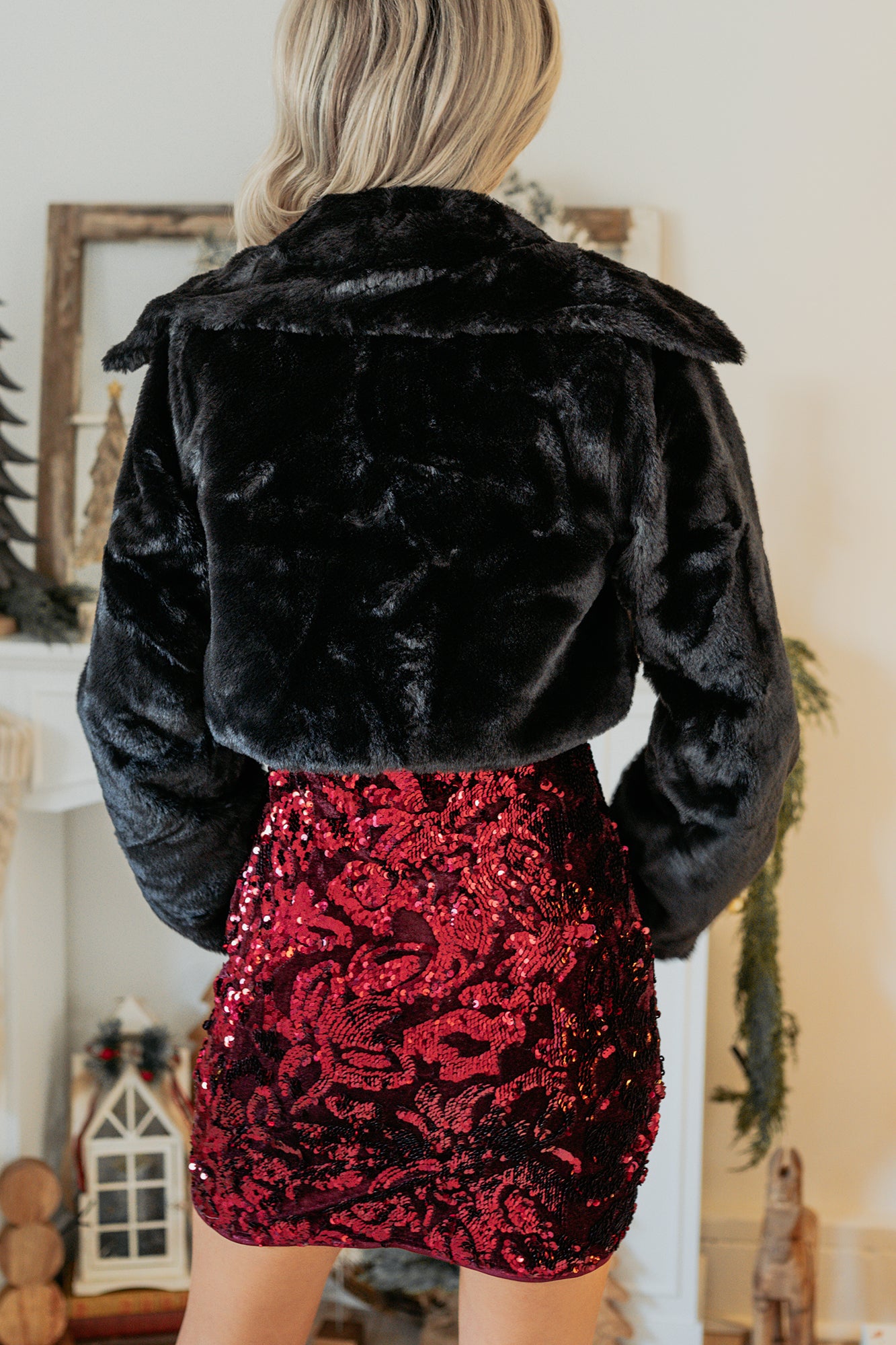 Above The Competition Faux Fur Jacket (Black)-The Formal Wear