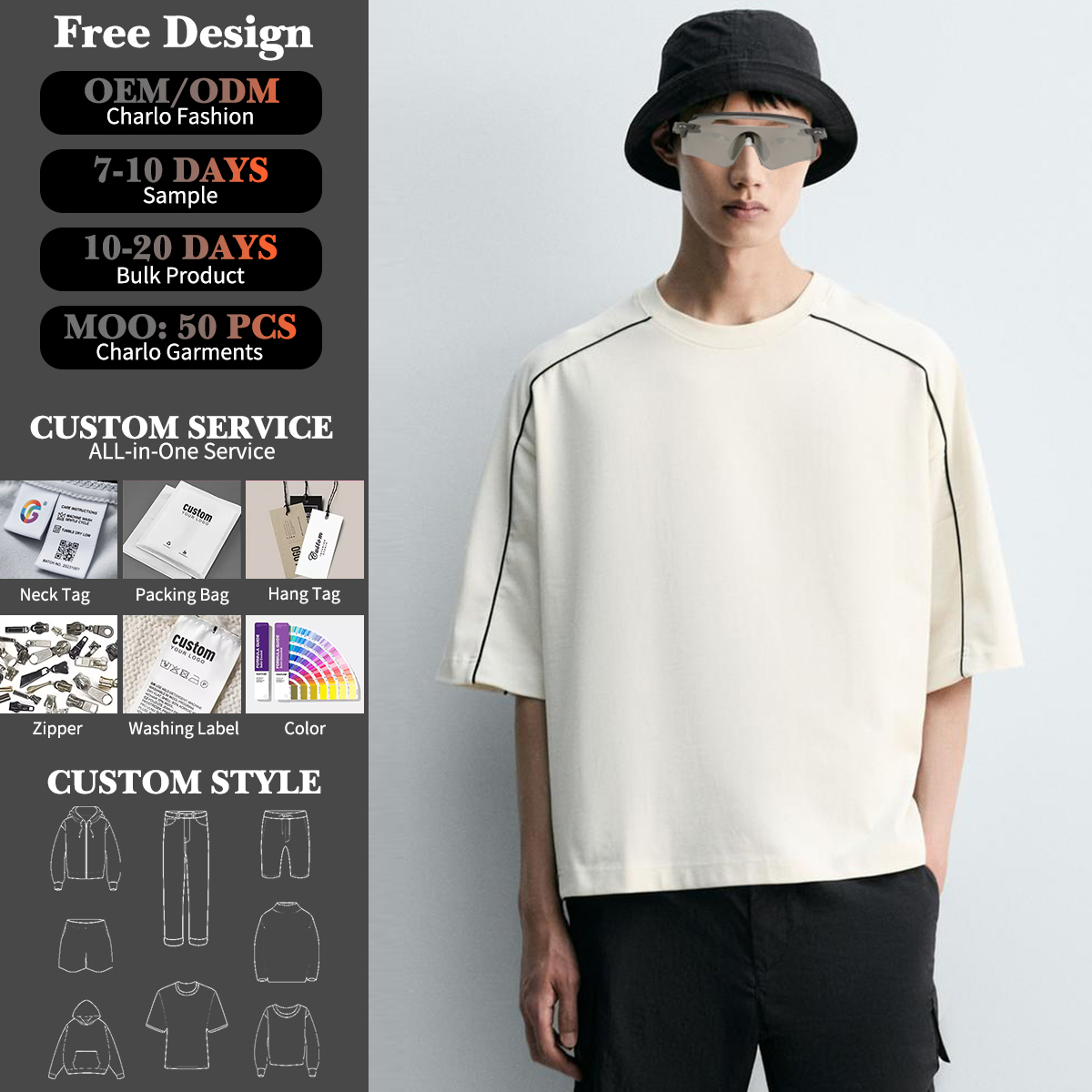 Custom Oversized Streetwear T-Shirt | Minimalist Seam Design | OEM/ODM Private Label Apparel