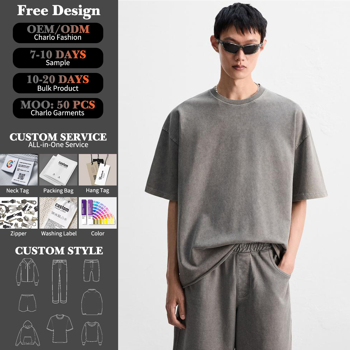 Vintage Washed Oversized T-Shirt | Custom Streetwear Tee | OEM/ODM Private Label Clothing