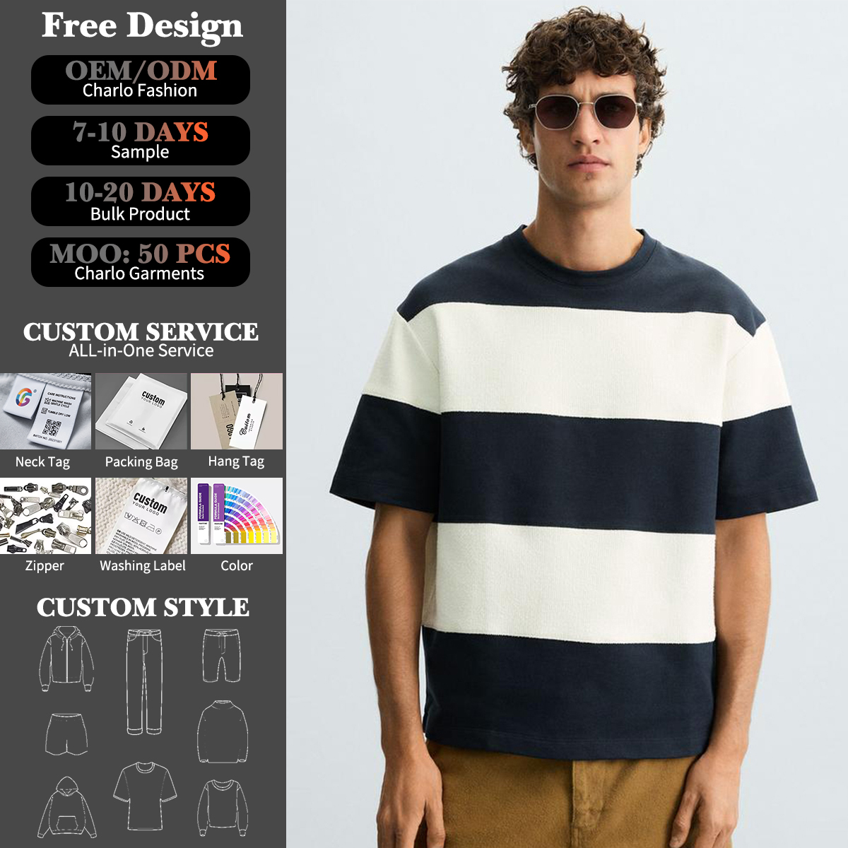 Trendy Oversized Striped T-Shirt – Premium Comfort & Customizable