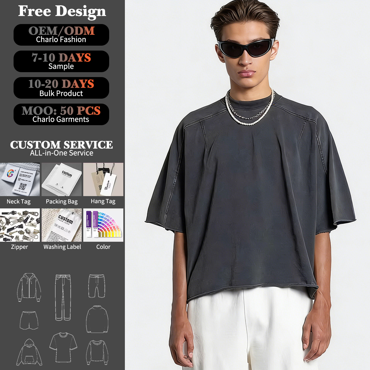 Charlo Vintage-Inspired High-Weight Short Sleeve Tee – Bold & Oversized  