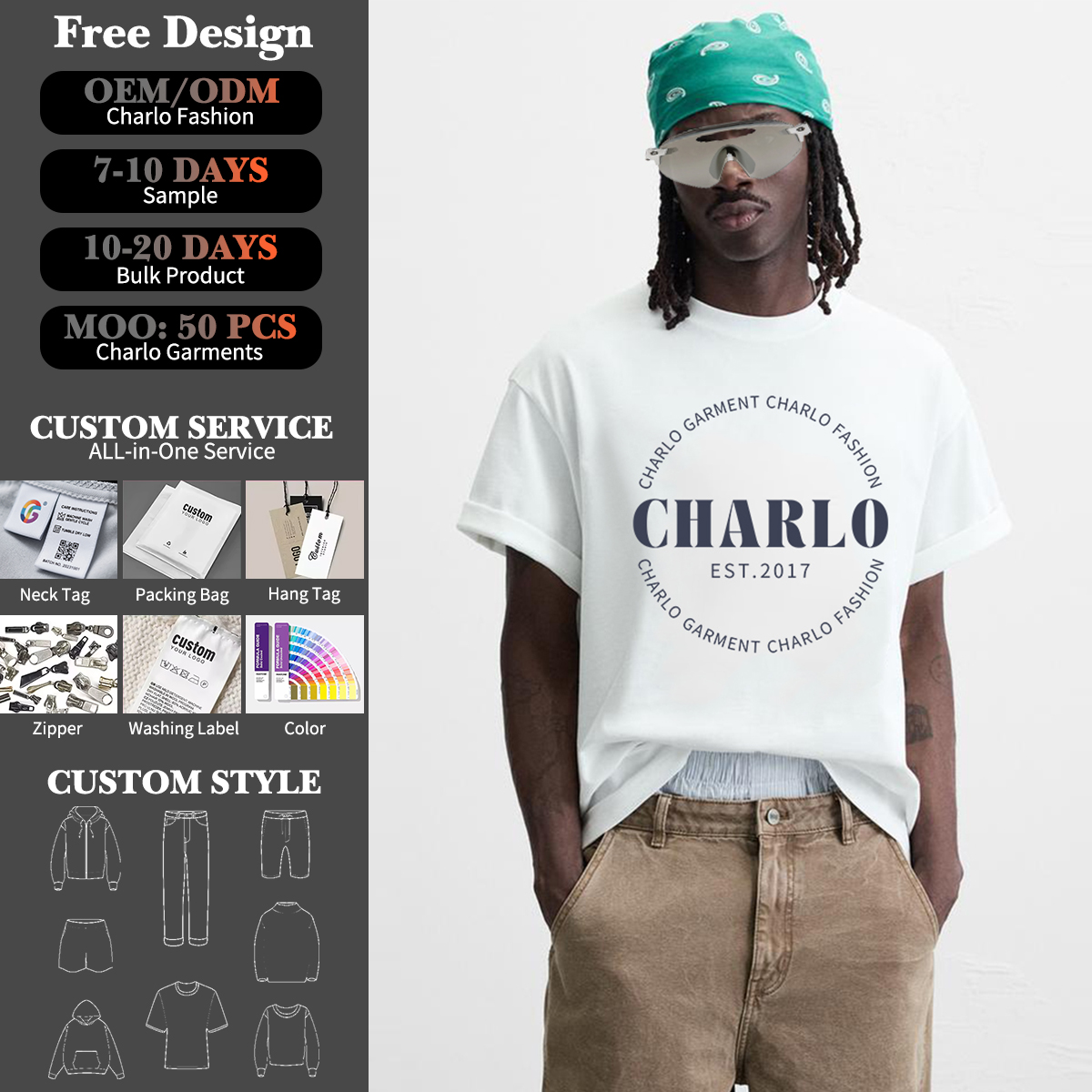 Custom Logo T-Shirt OEM/ODM | Premium Cotton Streetwear Tee | Private Label Apparel Manufacturing