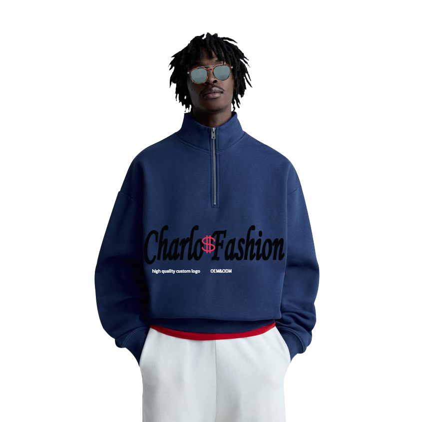 Custom Half Zip Sweatshirt | Oversized Streetwear Quarter Zip Pullover | OEM Private Label Manufacturer