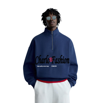 Custom Half Zip Sweatshirt | Oversized Streetwear Quarter Zip Pullover | OEM Private Label Manufacturer