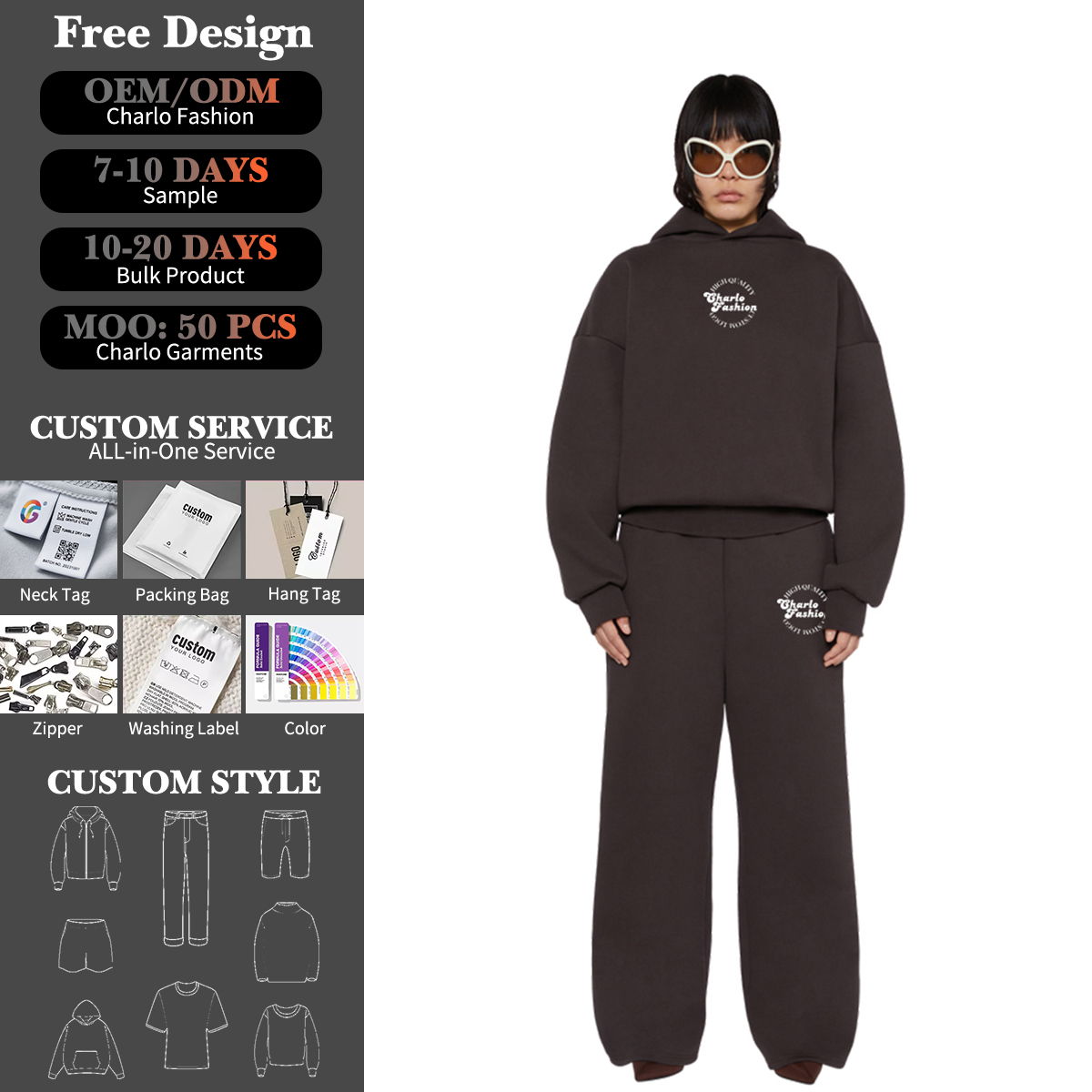 Premium Streetwear Hoodie & Sweatpants Set – Relaxed Fit, Customizable Tracksuit