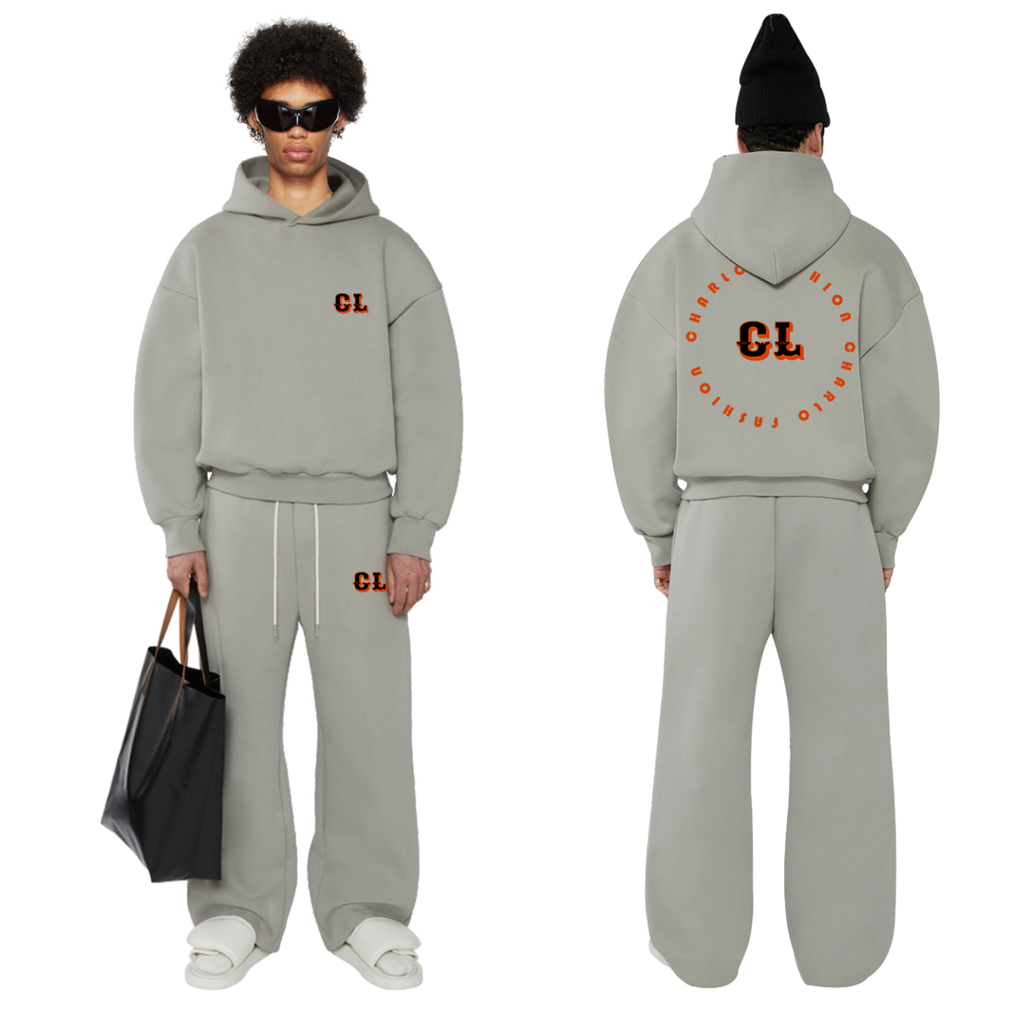Minimalist  Streetwear Tracksuit – Relaxed Hoodie & Wide-Leg Sweatpants, Fully Customizable