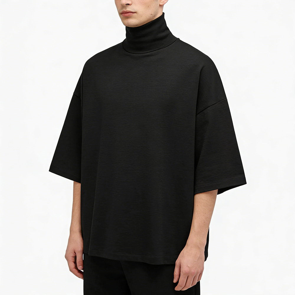 Premium Oversized Turtleneck T-Shirt – Modern Minimalist Streetwear