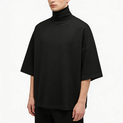 Premium Oversized Turtleneck T-Shirt – Modern Minimalist Streetwear