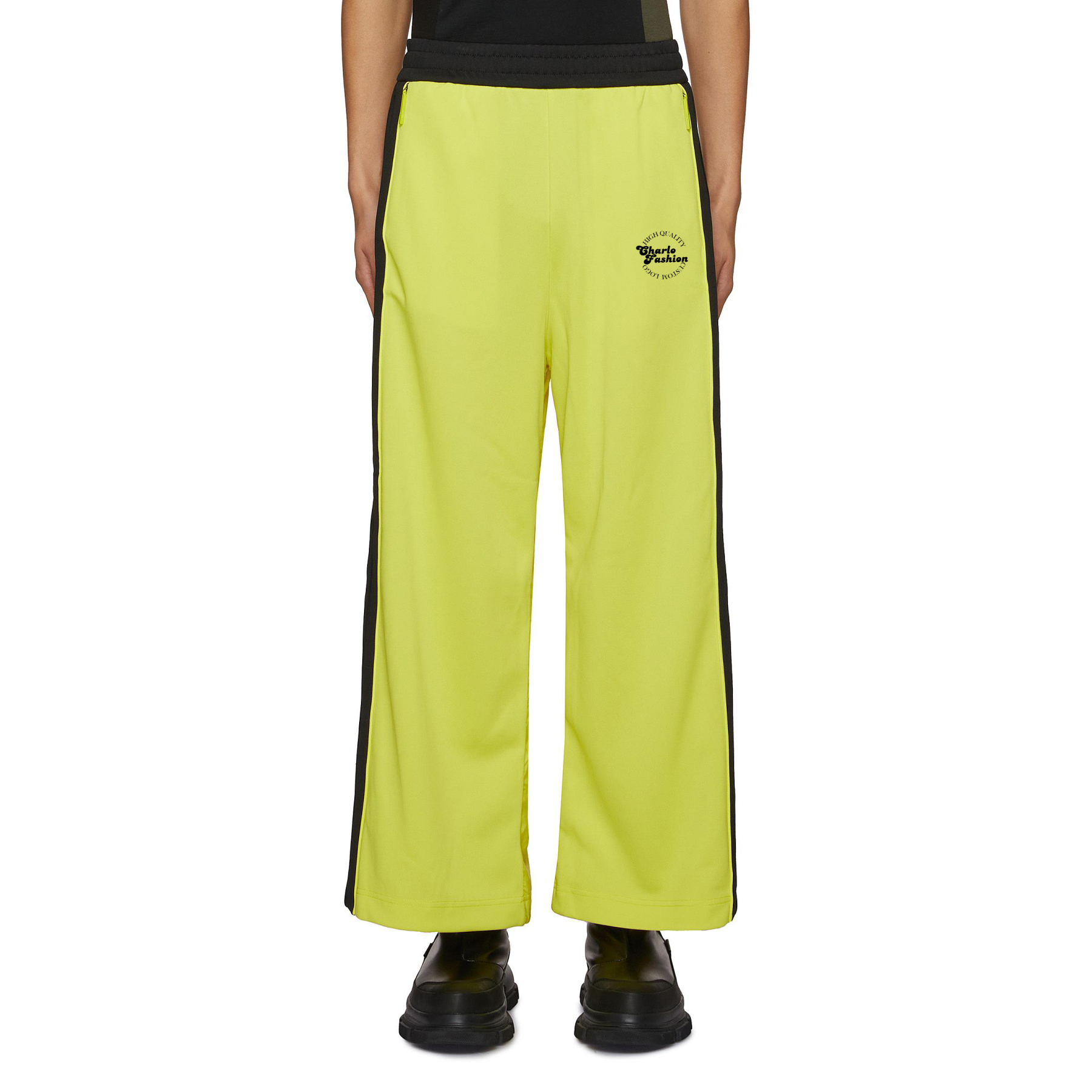 Fluorescent Wide-Leg Track Pants | Sporty Streetwear | Customizable Logo