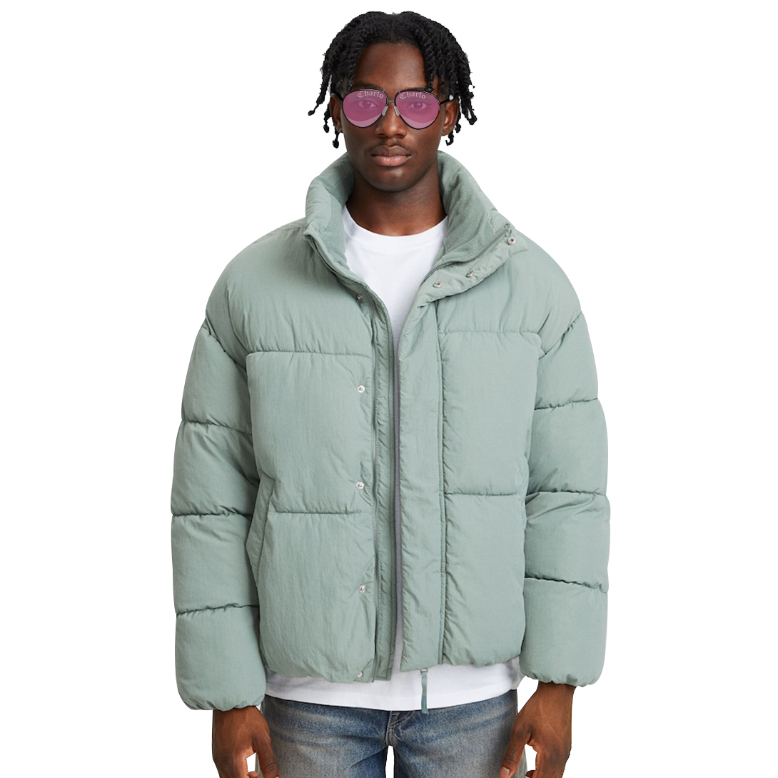 Customizable Khaki Puffer Jacket – Streetwear Outerwear