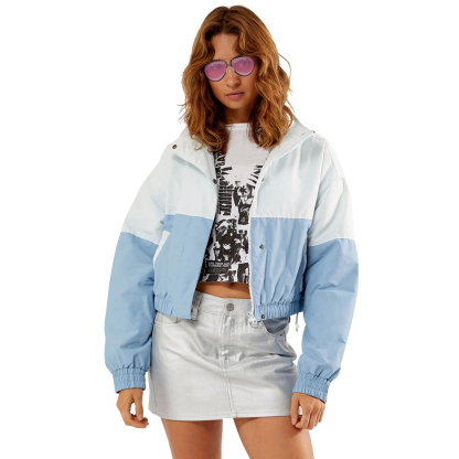 Charlo Fashion Colorblock Cropped Windbreaker – Trendy Lightweight Jacket