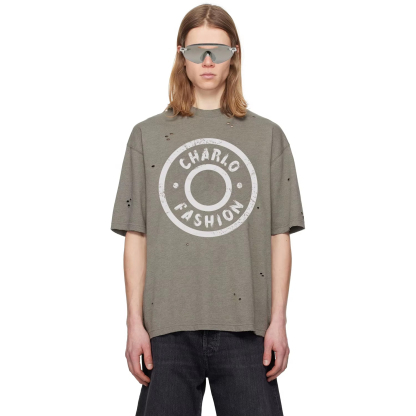 Charlo Distressed Logo Tee – Vintage Streetwear Short Sleeve