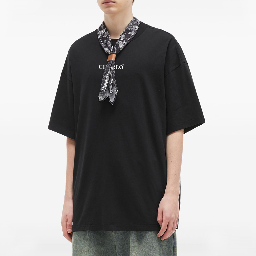 Street-Ready Graphic T-Shirt with Scarf Accent – Trendy Oversized Tee