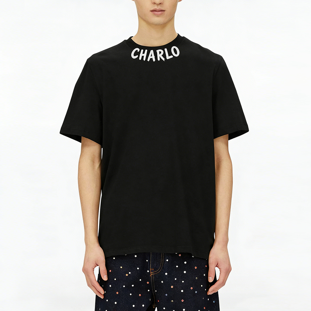 Customizable Neck Logo Oversized Black T-Shirt – Streetwear Essential