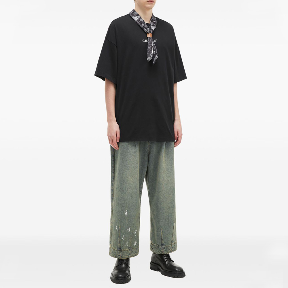 Street-Ready Graphic T-Shirt with Scarf Accent – Trendy Oversized Tee