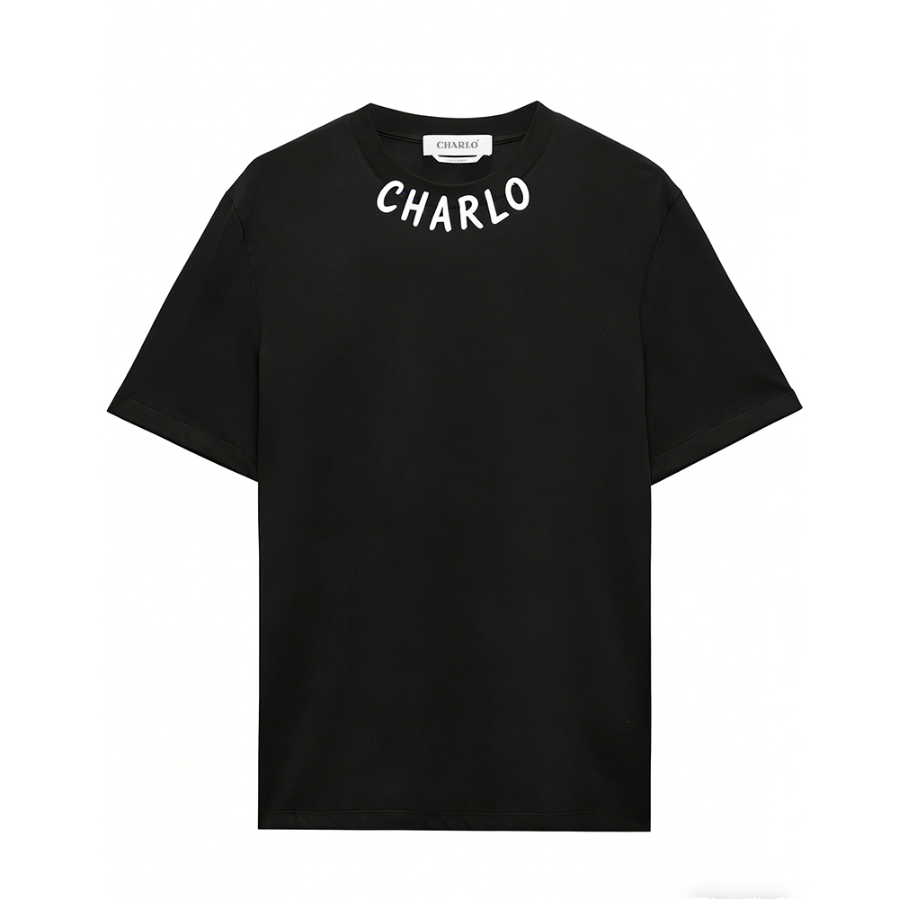 Customizable Neck Logo Oversized Black T-Shirt – Streetwear Essential