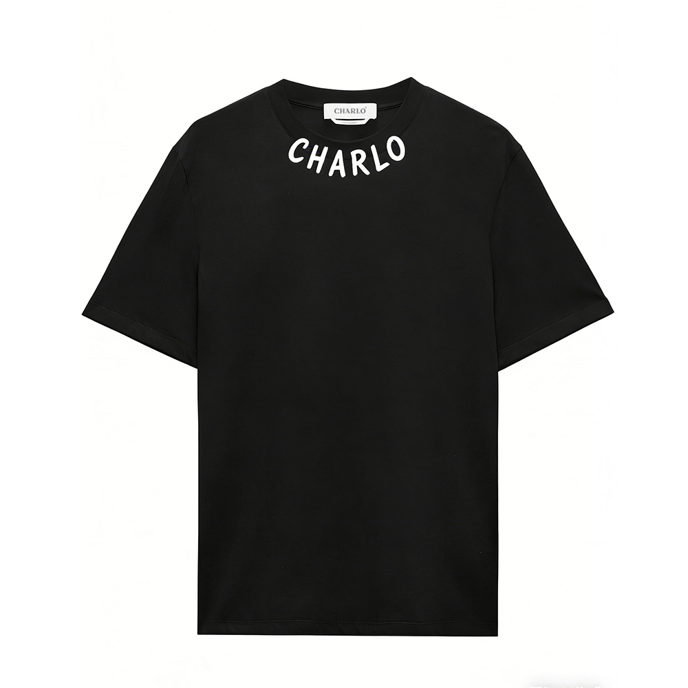 Customizable Neck Logo Oversized Black T-Shirt – Streetwear Essential
