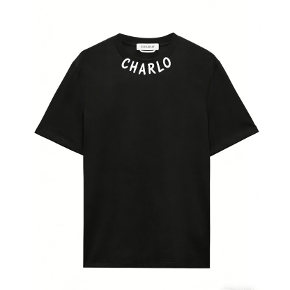 Customizable Neck Logo Oversized Black T-Shirt – Streetwear Essential
