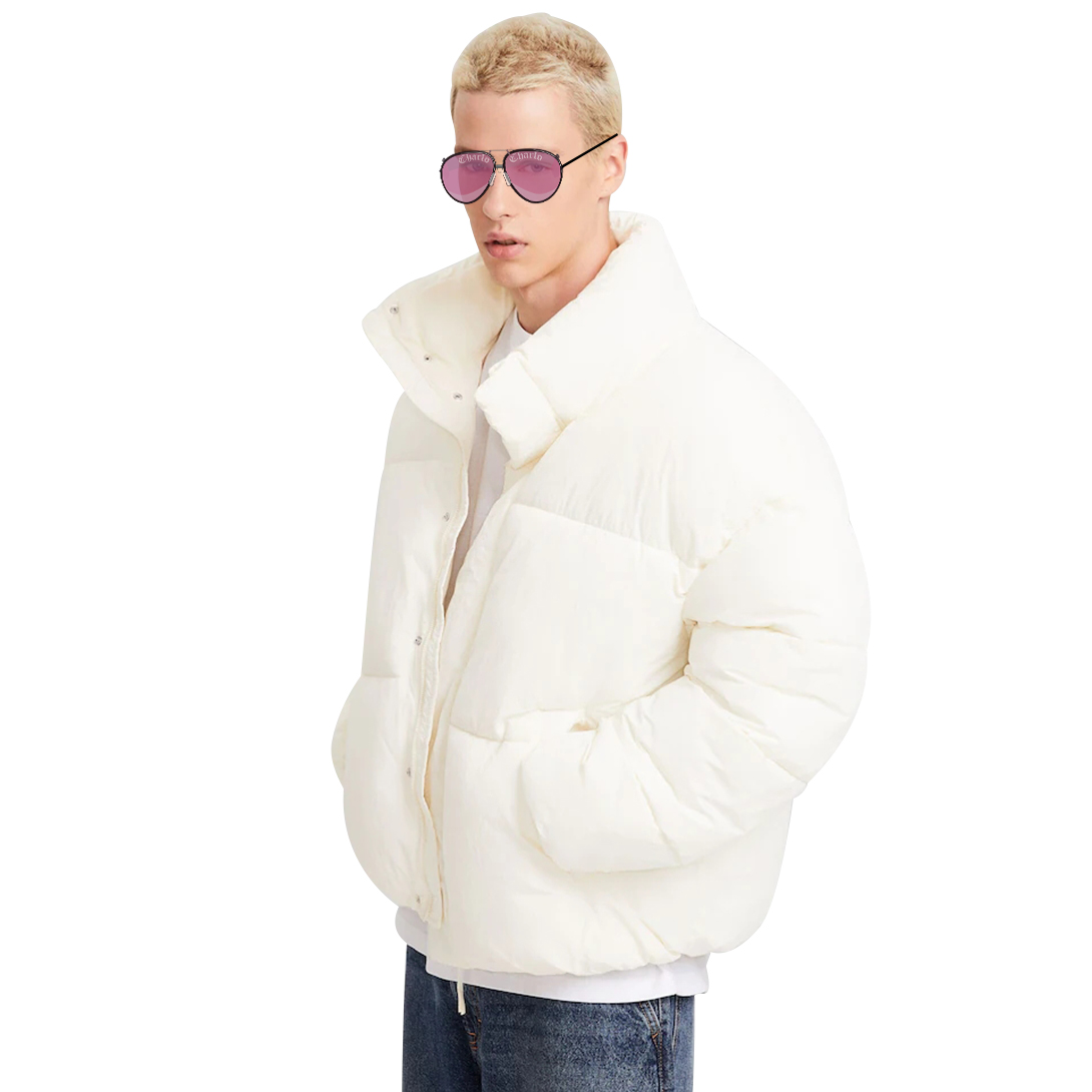 Customizable Khaki Puffer Jacket – Streetwear Outerwear