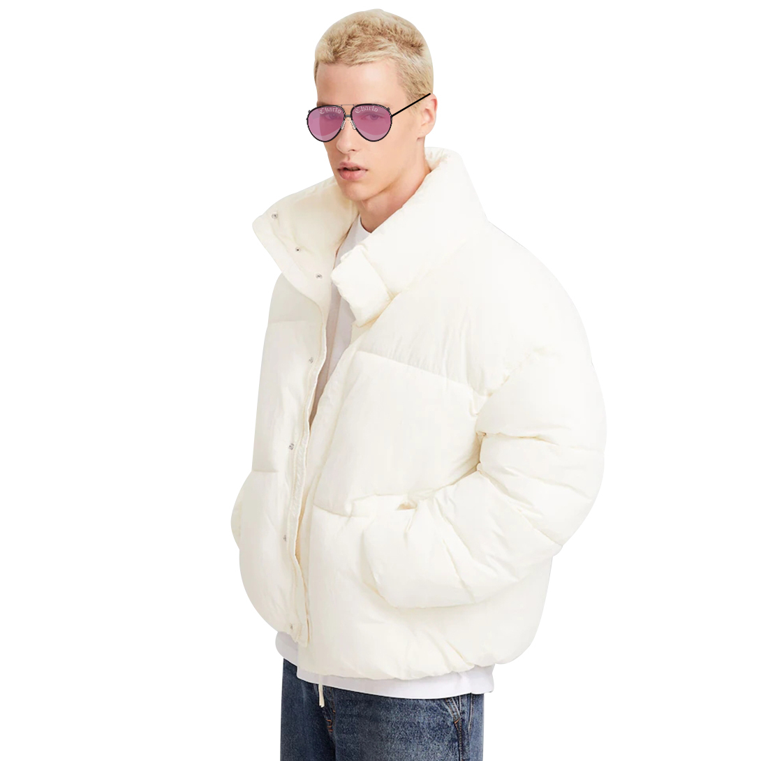 Customizable Khaki Puffer Jacket – Streetwear Outerwear