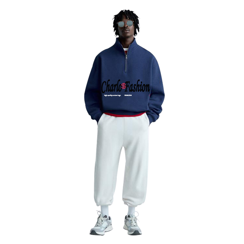 Custom Half Zip Sweatshirt | Oversized Streetwear Quarter Zip Pullover | OEM Private Label Manufacturer