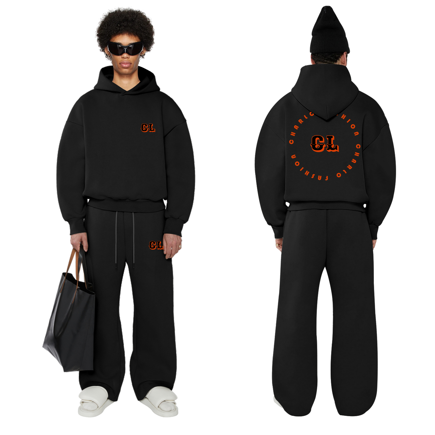 Minimalist  Streetwear Tracksuit – Relaxed Hoodie & Wide-Leg Sweatpants, Fully Customizable