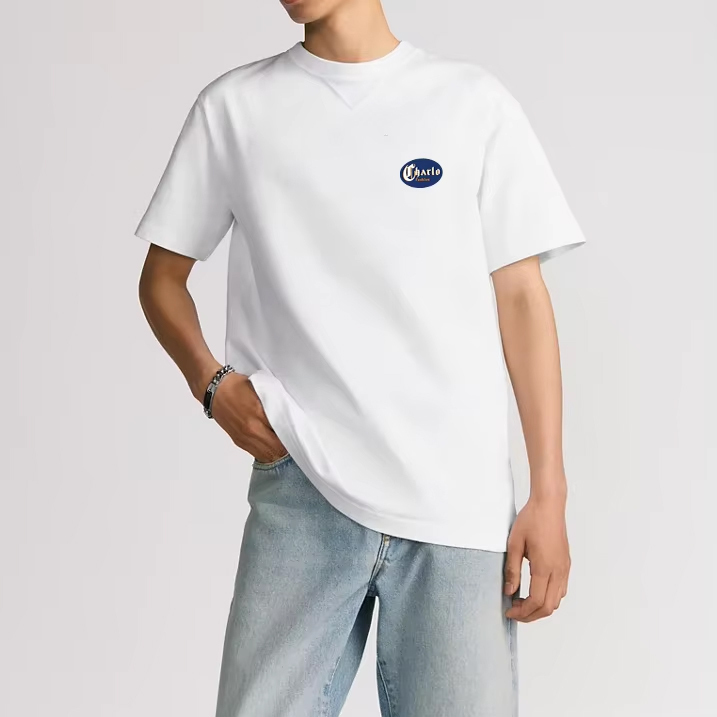 Men’s Casual Classic White T-Shirt – Customizable Logo