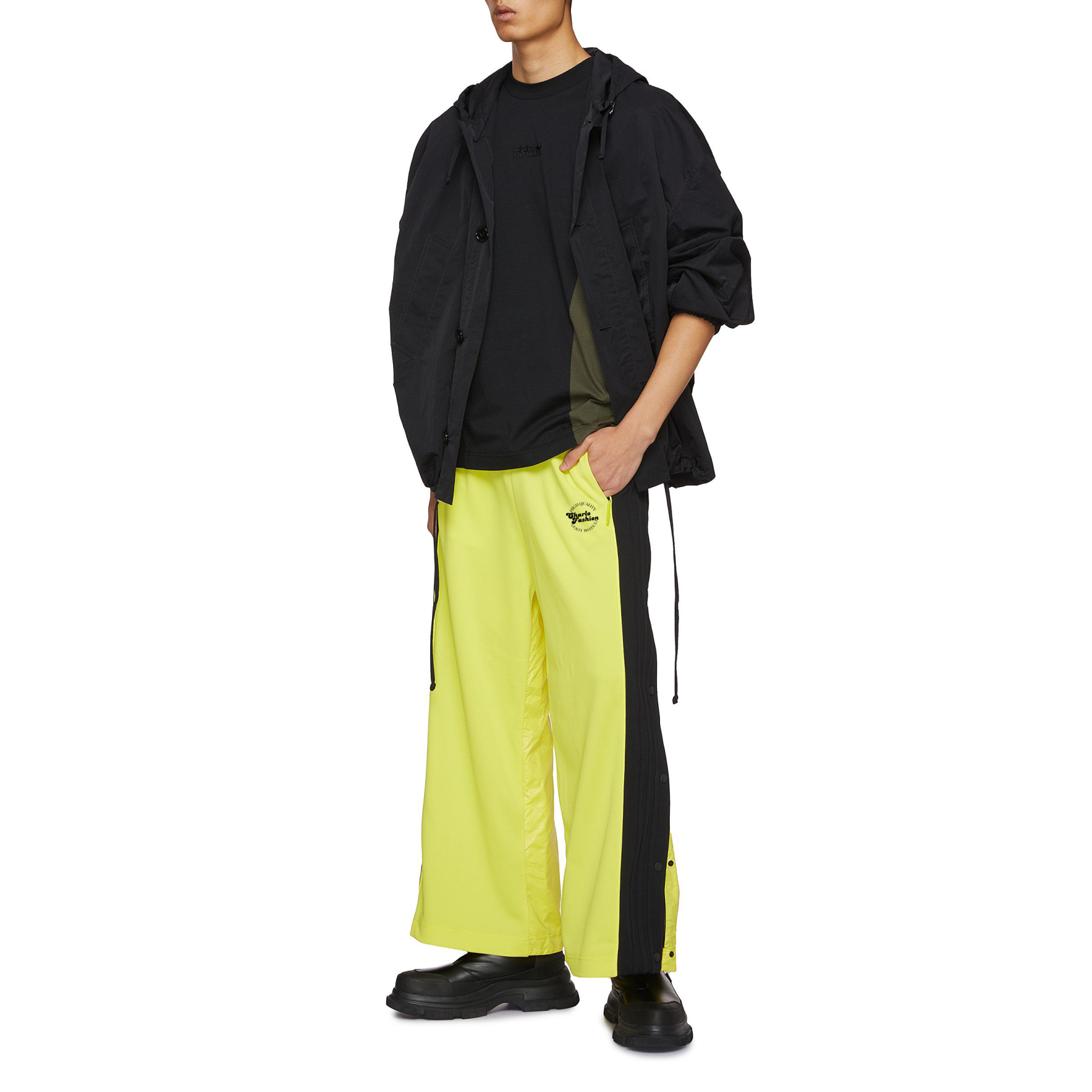 Fluorescent Wide-Leg Track Pants | Sporty Streetwear | Customizable Logo