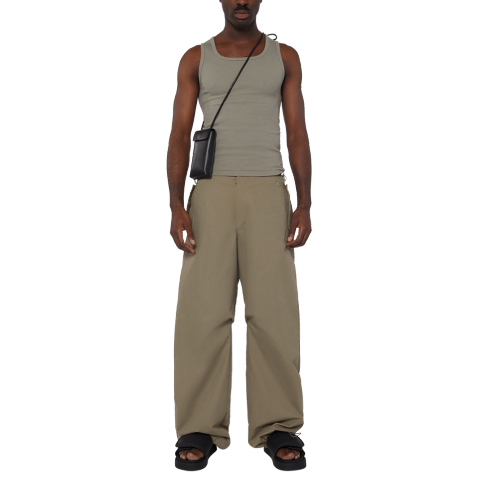Khaki Wide-Leg Drawstring Pants | Casual Streetwear | Customizable